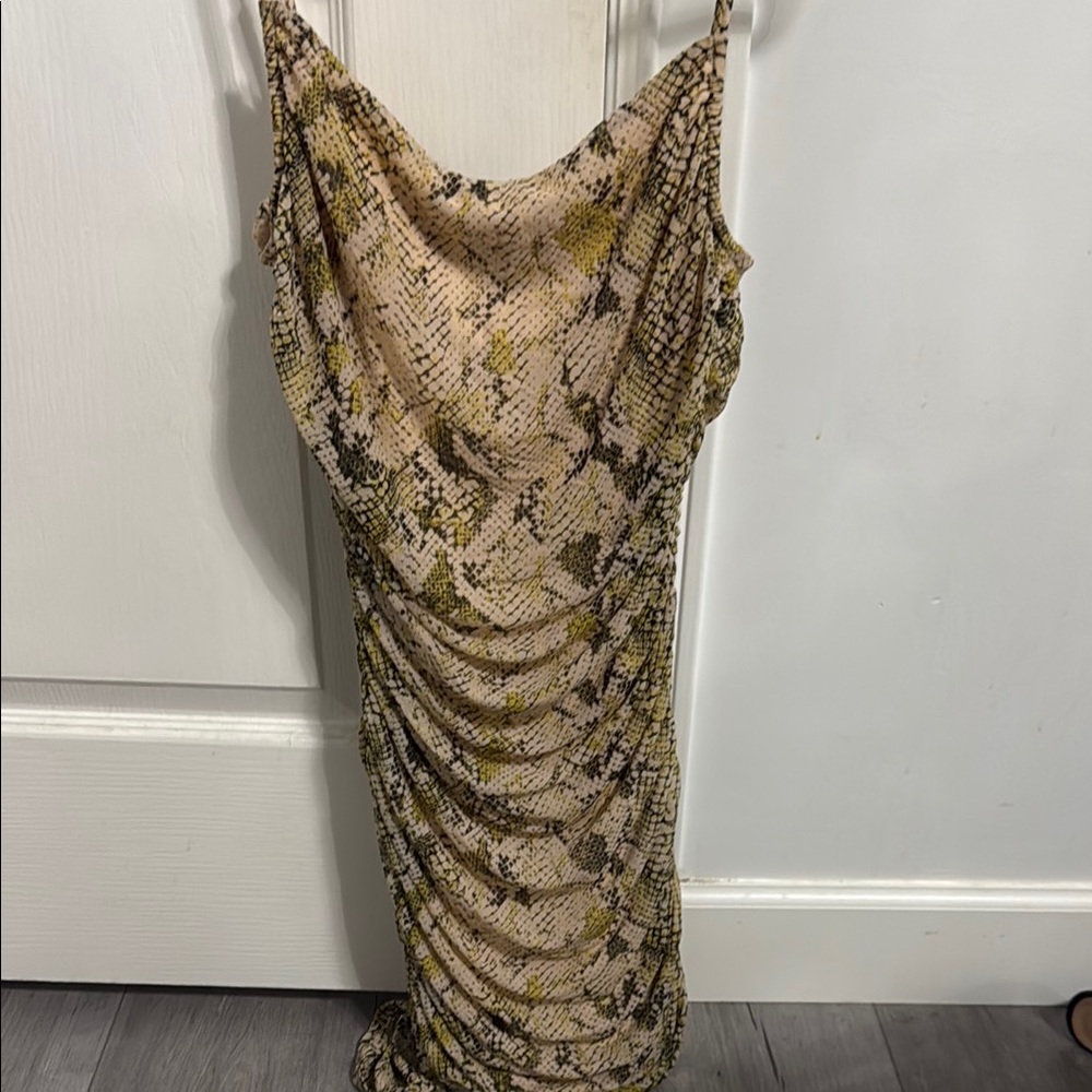 Guess Snake Print Ruched Dress
